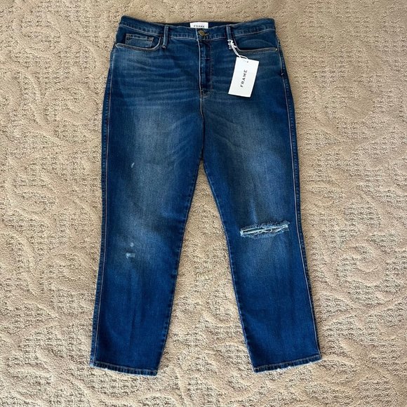 NWT Frame Jeans Le Sylvie Crop High Rise Straight Fit Size 33